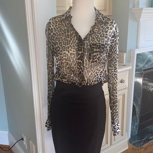 Equipment Cheetah Button Down Blouse